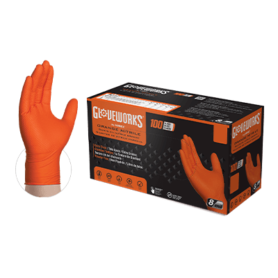 Orange Nitrile Premium Gloves, Large